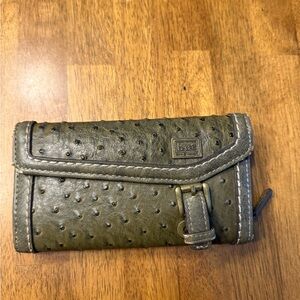 BCBG Textured Olive Wallet with Buckle